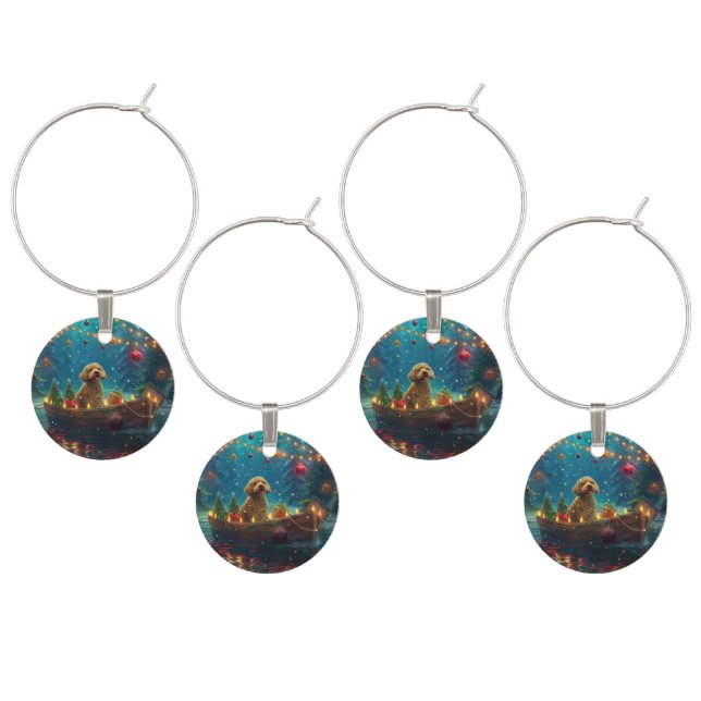 Goldendoodle Christmas Festive Voyage Wine Charm (Staggered)