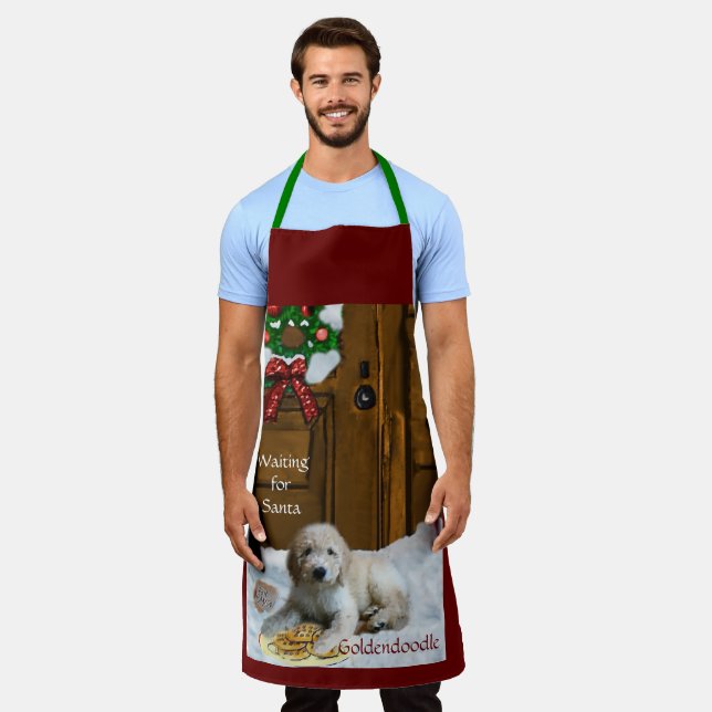 Goldendoodle Christmas Gifts Apron (Worn)