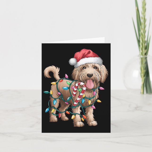 Goldendoodle Christmas Golden Doodle Pajamas For W Card (Front)