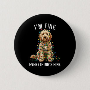 Goldendoodle Christmas I'm Fine Everything Is Fine Button