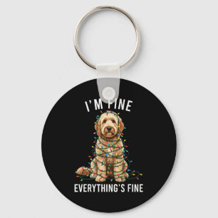 Goldendoodle Christmas I'm Fine Everything Is Fine Keychain