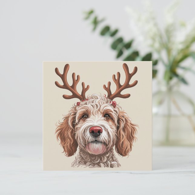Goldendoodle Christmas Lover Dog Mom Gift Holiday Card (Standing Front)