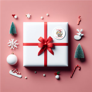 Goldendoodle Christmas personalized fun Classic Round Sticker