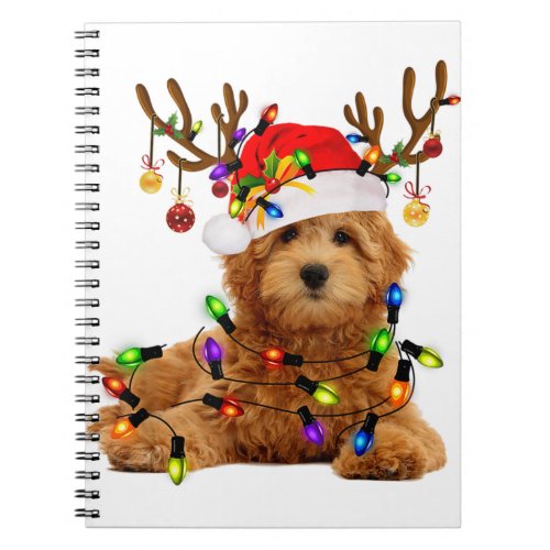 Goldendoodle christmas reindeer christmas lights p notebook