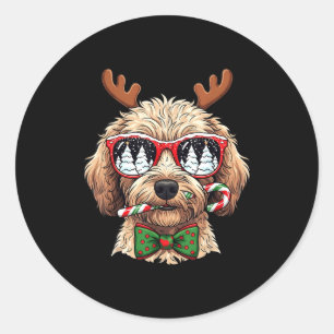 Goldendoodle Christmas Reindeer Holiday Dog Lover Classic Round Sticker