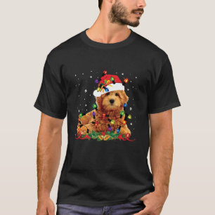Goldendoodle Christmas Reindeer Lights Funny Dog X T-Shirt