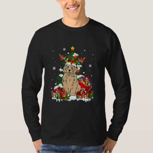 Goldendoodle Christmas Reindeer Santa Lights Dog T_Shirt