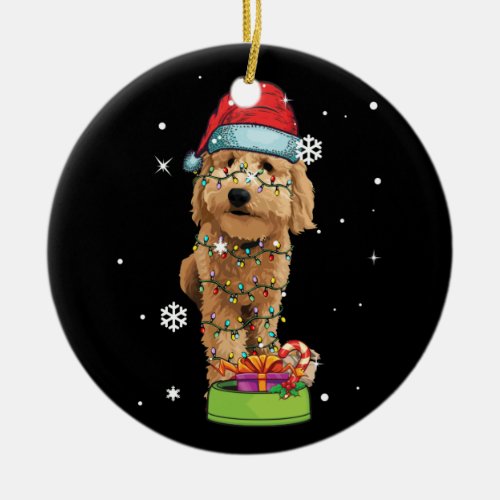 Goldendoodle Christmas Santa Funny Dog Lover Gift Ceramic Ornament