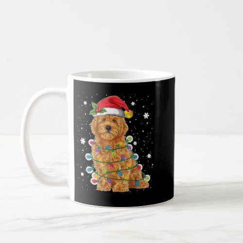 Goldendoodle Christmas Santa Hat Fairy Lights Paja Coffee Mug