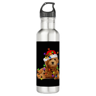 Goldendoodle Christmas Santa Stainless Steel Water Bottle