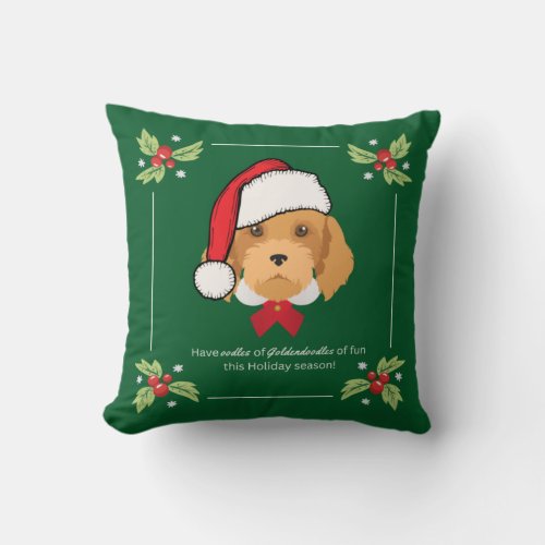 Goldendoodle Christmas Throw Pillow