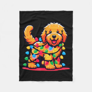 Goldendoodle Christmas Tree Xmas Lights Golden Doo Fleece Blanket