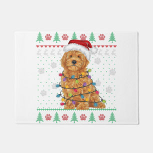 Goldendoodle Christmas Ugly Sweater Funny Dog Love Doormat
