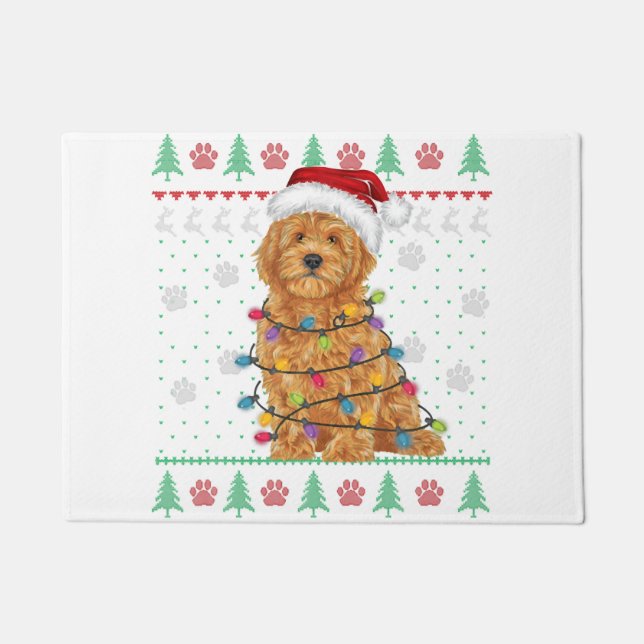 Goldendoodle Christmas Ugly Sweater Funny Dog Love Doormat (Front)
