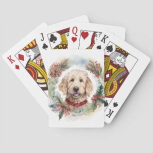 Goldendoodle Christmas Wreath Festive Pup Poker Cards