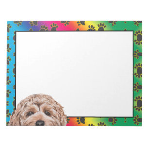 Goldendoodle colorful dog paw pattern notepad