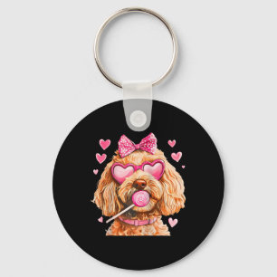 Goldendoodle Coquette Bow Valentine Day Raglan Bys Keychain