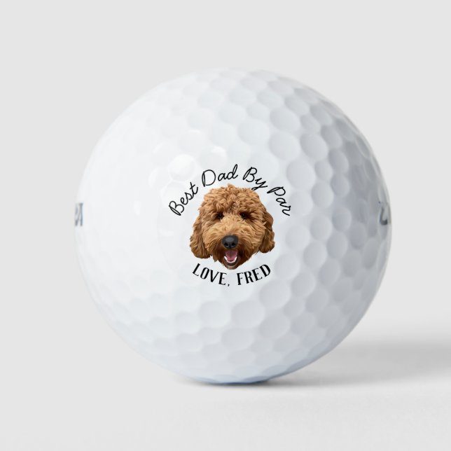 Goldendoodle Custom Golf Ball Best Dad by Par Gift (Front)
