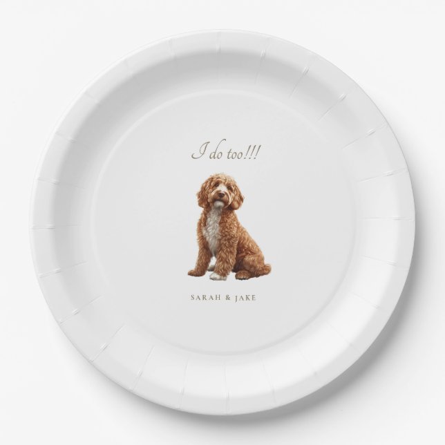 Goldendoodle Custom Pet Wedding Paper Plates (Front)