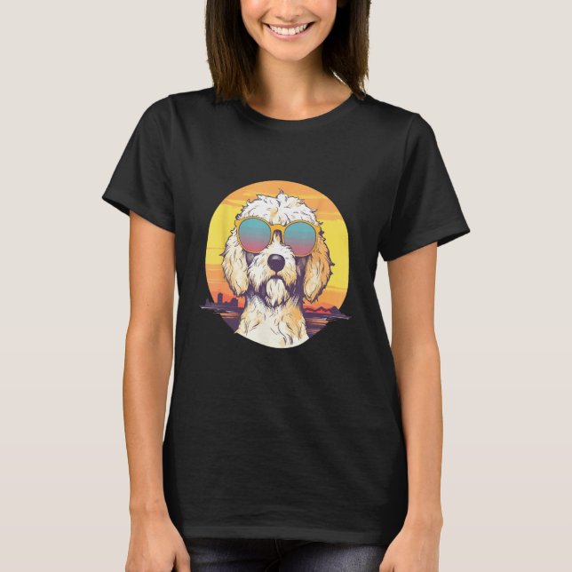 Goldendoodle Cute Colorful Golden Doodle Sunglasse T-Shirt (Front)