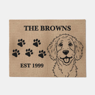 Goldendoodle Cute & Custom Family Name Welcome Doormat