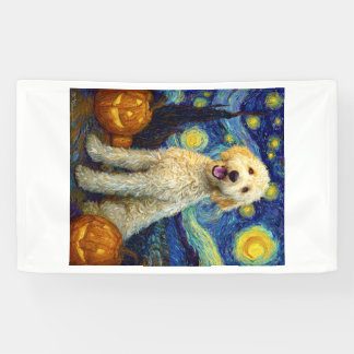 Goldendoodle Cute Dog Halloween Jack O Lantern Pum Banner