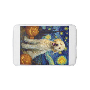 Goldendoodle Cute Dog Halloween Jack O Lantern Pum Bath Mat