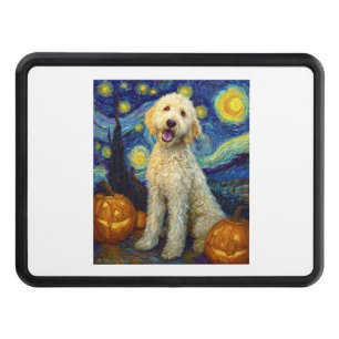 Goldendoodle Cute Dog Halloween Jack O Lantern Pum Hitch Cover