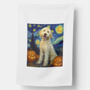 Goldendoodle Cute Dog Halloween Jack O Lantern Pum House Flag