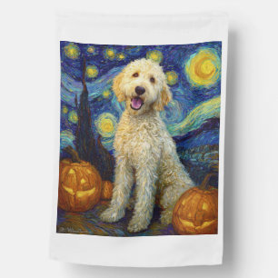 Goldendoodle Cute Dog Halloween Jack O Lantern Pum House Flag