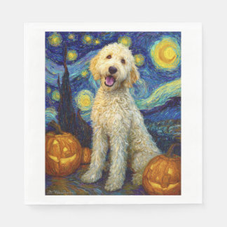 Goldendoodle Cute Dog Halloween Jack O Lantern Pum Napkins