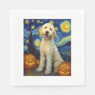 Goldendoodle Cute Dog Halloween Jack O Lantern Pum Napkins
