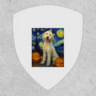 Goldendoodle Cute Dog Halloween Jack O Lantern Pum Patch