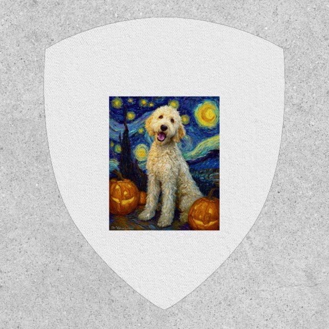 Goldendoodle Cute Dog Halloween Jack O Lantern Pum Patch (Front)