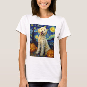 Goldendoodle Cute Dog Halloween Jack O Lantern Pum T-Shirt