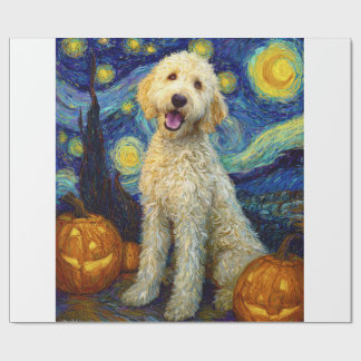 Goldendoodle Cute Dog Halloween Jack O Lantern Pum Wrapping Paper