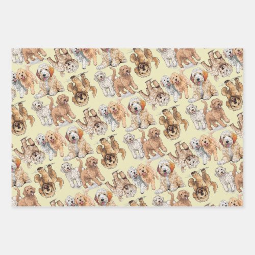 Goldendoodle Cute Dog Pattern Wrapping Paper Sheets