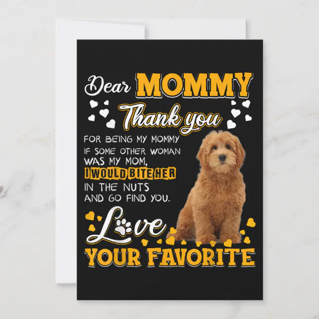 Goldendoodle Dear Mommy Thank You For Being My Mom Invitation | Zazzle