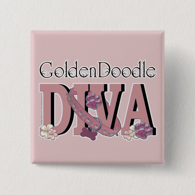 GoldenDoodle DIVA Pinback Button (Front)