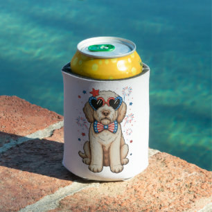 Goldendoodle Dog 250th Anniversary Patriotic Can Cooler