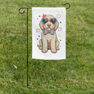 Goldendoodle Dog 250th Anniversary Patriotic Garden Flag