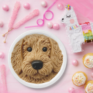 Goldendoodle Dog 3D Inspired Paper Plates