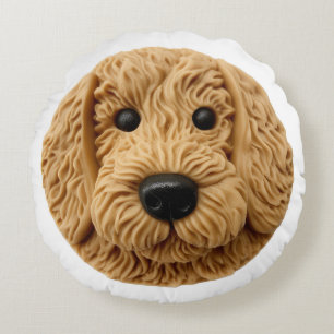 Goldendoodle Dog 3D Inspired Round Pillow