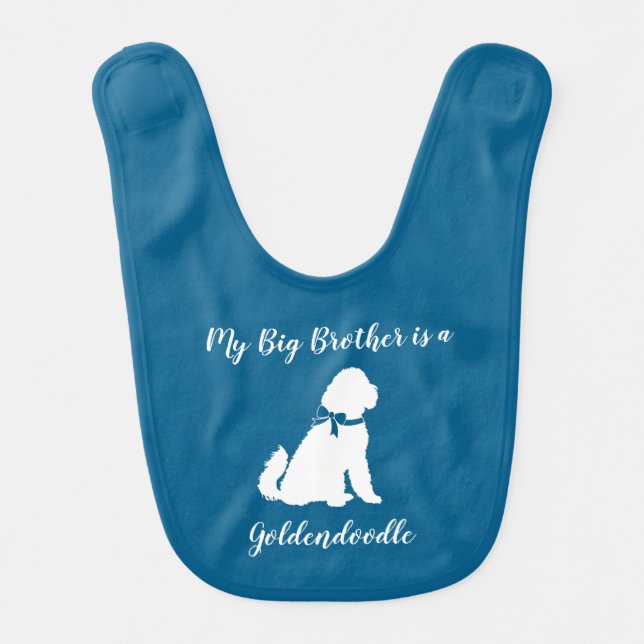 Goldendoodle Dog Baby Shower Boy Blue Bib (Front)