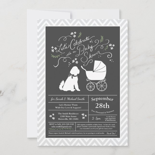 Goldendoodle Dog Baby Shower Gender Neutral Invitation (Front)