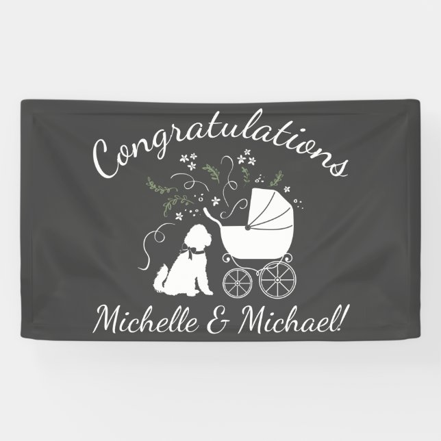 Goldendoodle Dog Baby Shower Genderless Banner (Horizontal)