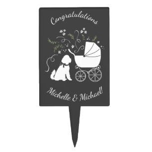 Goldendoodle Dog Baby Shower Genderless Cake Topper