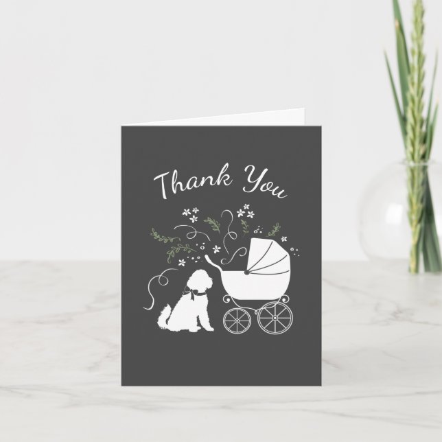 Goldendoodle Dog Baby Shower Genderless Thank You Card (Front)