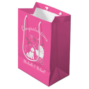 Goldendoodle Dog Baby Shower Pink Girl Medium Gift Bag