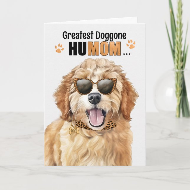 Goldendoodle Dog Best HuMOM Ever Mother's Day Holiday Card (Front)